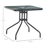 Outdoor Aluminium Table with Tempered Glass