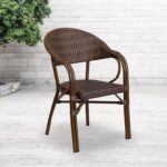 Outdoor Chair (Aluminum Wood Grain) with Plastic Weave