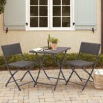 Rattan Bistro Folding Table Chair Set