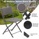 Rattan Bistro Folding Table Chair Set - Image 4