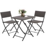Rattan Bistro Folding Table Chair Set - Image 2