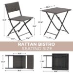 Rattan Bistro Folding Table Chair Set - Image 3