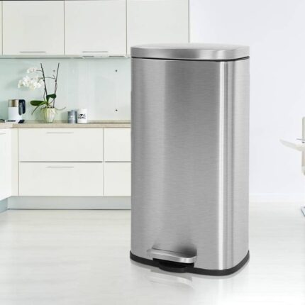 Kitchen Trash Can Brushed Stainless Steel