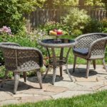 Grey Outdoor Coffee Table Set (2 Chairs + 1 Table)