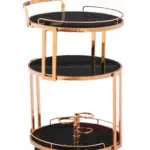 Luxury Rose Gold Wine Tea Round Trolley