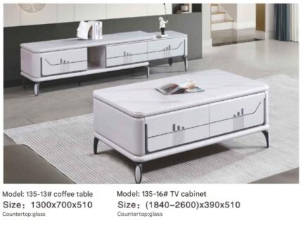 Modern Marble-Top Coffee Table (Model: 135-13#16)