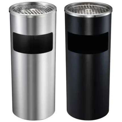 Metal Rubbish Bin With Cigarette Ashtray 35L 45L