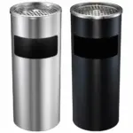 Metal Rubbish Bin With Cigarette Ashtray