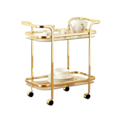 Luxury serving cart made of stainless steel(Silver )