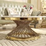 Golden Spiral Center Table – White Marble Top - Image 2