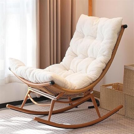 Weaving Rocking Chair High Back Padded Seat, Outdoor Rocking Chair
